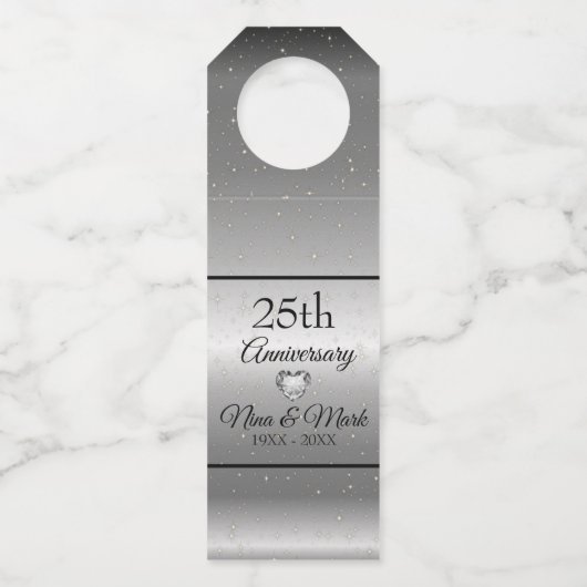 Zilveren achtergrond met vonken flessenhanger (Achterkant)