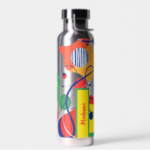 Zilveren achtergrond primaire kleur abstracte vorm waterfles (Links)