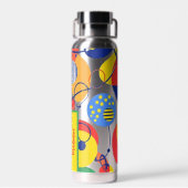 Zilveren achtergrond primaire kleur abstracte vorm waterfles (Achterkant)