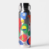 Zilveren achtergrond primaire kleur abstracte vorm waterfles (Voorkant)