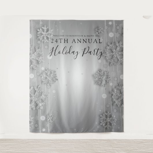 Zilveren achtergrond voor bedrijfsfeest in de wint wandkleed (Voorkant)