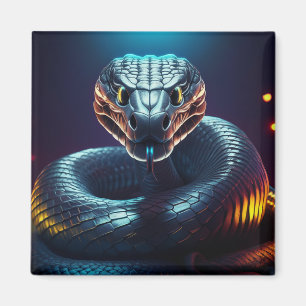 Zilveren Adder Slangen Tong Zoekt Beweging Magneet
