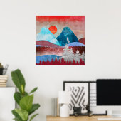 Zilveren Adelaarslandschap Poster (Thuiskantoor)