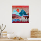 Zilveren Adelaarslandschap Poster (Keuken)