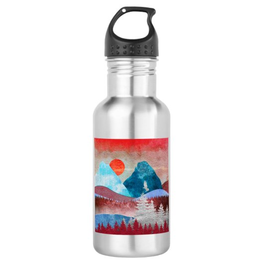 Zilveren Adelaarslandschap Waterfles (Voorkant)