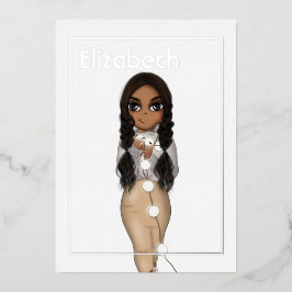 Zilveren Afro-Amerikaanse Kerst Verjaardag Folie I Folie Uitnodiging