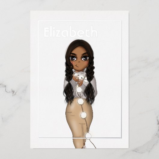 Zilveren Afro-Amerikaanse Kerst Verjaardag Folie I Folie Uitnodiging (Voorkant)