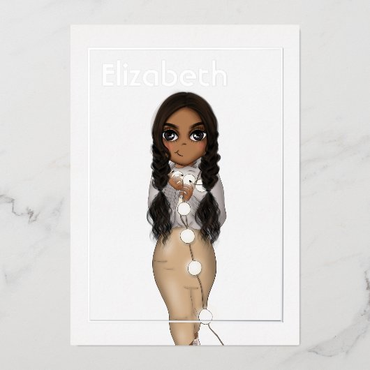 Zilveren Afro-Amerikaanse Kerst Verjaardag Folie I Uitnodiging (Voorkant)