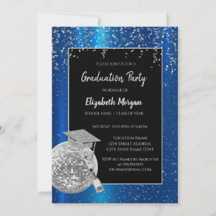 Zilveren afstudeerhoed, Disco Bal Confetti, Wijnbl Kaart