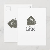 Zilveren afstudeerhoed glitters voeg naam afstudee briefkaart (Voorkant / Achterkant)