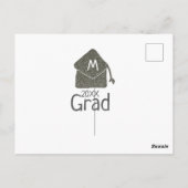 Zilveren afstudeerhoed glitters voeg naam afstudee briefkaart (Achterkant)