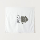 Zilveren afstudeerhoed glitters voeg naam afstudee wandkleed (Voorkant (horizontaal))