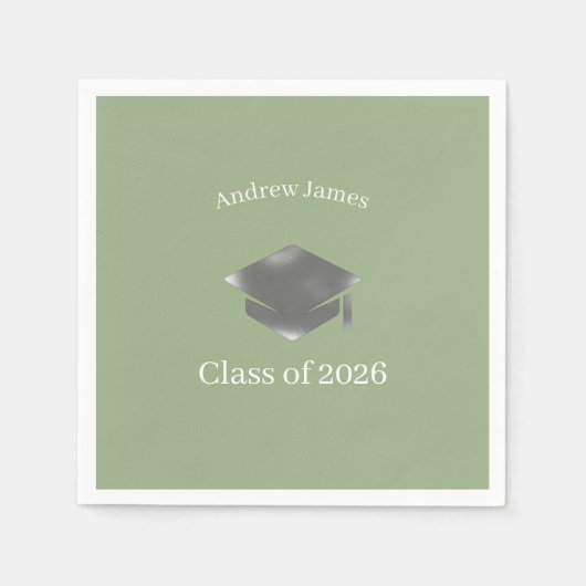 Zilveren afstudeerhoed -Klas van 2026= nr3 Servet (Voorkant)