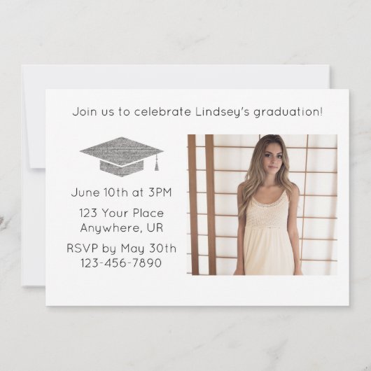 Zilveren Afstuderen Aankondiging & partijuitnodigi (Achterkant)