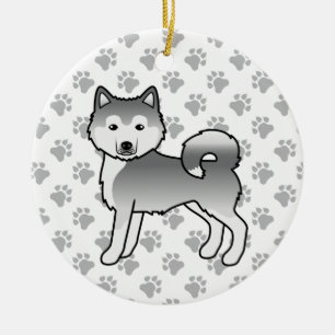 Zilveren Alaskan Malamute Schattige Cartoon Hond Keramisch Ornament