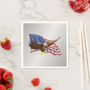 Zilveren Amerikaanse vlag en adelaar Servet