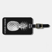 Zilveren ananas ruimte voedsel tropisch fruit op m bagagelabel (Voorkant horizontaal)