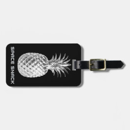 Zilveren ananas ruimte voedsel tropisch fruit op m bagagelabel