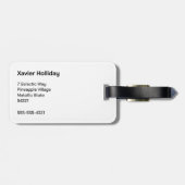 Zilveren ananas ruimte voedsel tropisch fruit op m bagagelabel (Achterkant horizontaal)