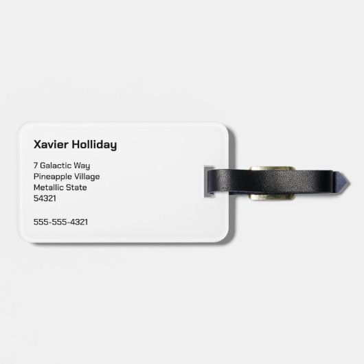 Zilveren ananas ruimte voedsel tropisch fruit op m bagagelabel (Achterkant horizontaal)