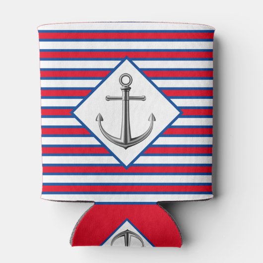 Zilveren anker met strepen Koelbox Blikjeskoeler (Achterkant)