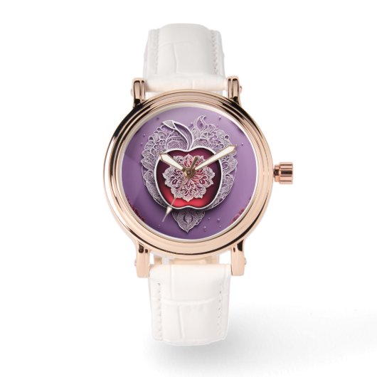 Zilveren Appel Kant AI-kunst Horloge (Voorkant)