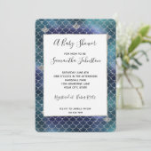 Zilveren Aqua Blauwe Zeemeermin Baby Shower Kaart (Staand voorkant)