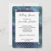 Zilveren Aqua Blauwe Zeemeermin Baby Shower Kaart (Voorkant)