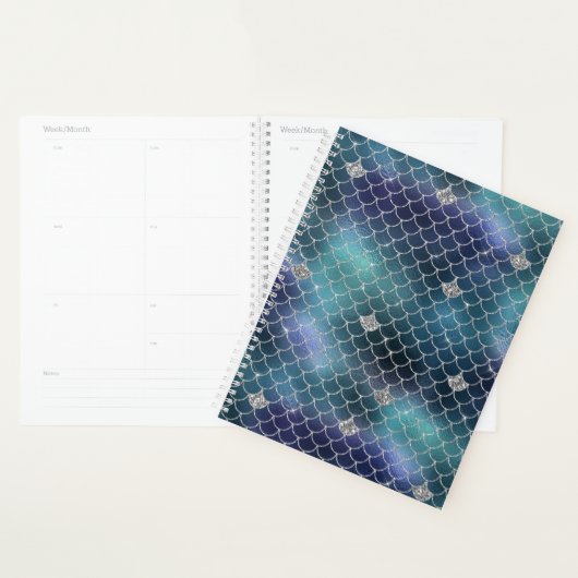 Zilveren Aqua Blauwe Zeemeermin Planner (Display)