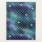 Zilveren Aqua Blauwe Zeemeermin Planner (Voorkant)
