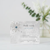 zilveren aqua snewflakes winterbruiloft rsvp kaart (Staand voorkant)