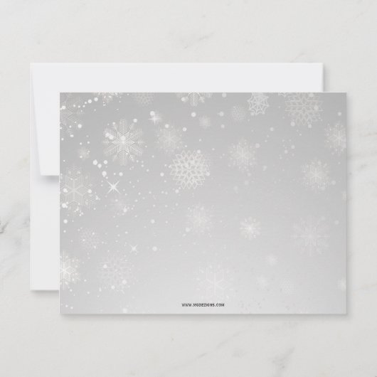 zilveren aqua snewflakes winterbruiloft rsvp kaart (Achterkant)