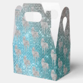 Zilveren Aqua Sparkle Eenhoorns Bedankdoosjes (Geopend)