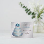 zilveren aqua Wedding Cakemakers visitekaartjes (Staand voorkant)