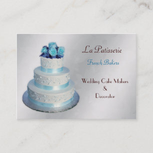 zilveren aqua Wedding Cakemakers visitekaartjes