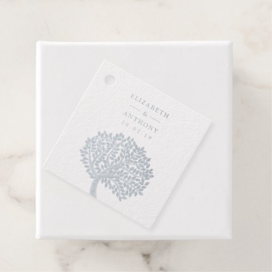 Zilveren Aquarel Boom Bruiloft Bedankjes Labels (Met doos)