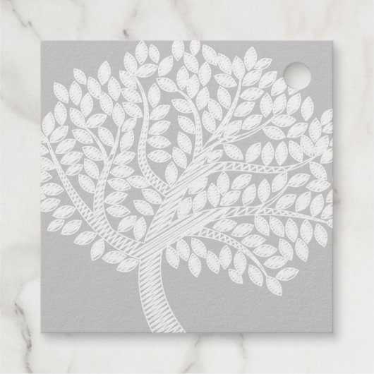 Zilveren Aquarel Boom Bruiloft Bedankjes Labels (Achterkant)