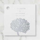 Zilveren Aquarel Boom Bruiloft Bedankjes Labels (Voorkant)