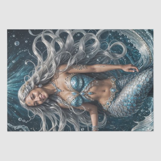 Zilveren Arctic Mermaid Decoupage Papier (Voorkant)