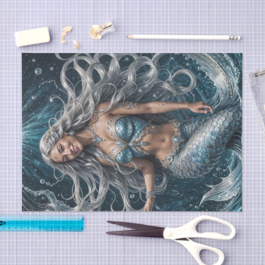 Zilveren Arctic Mermaid Decoupage Papier (Craft)