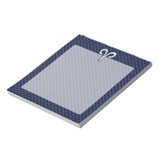 Zilveren Aries-sterrenbeeld Blauw koolstofvezelpri Notitieblok (Linkerzijde)