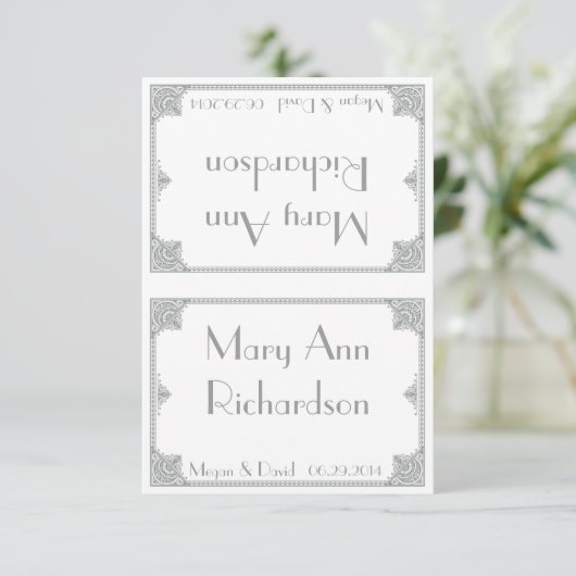 Zilveren Art Deco - Elegante trouwtafelkaartjes Kaart (Staand voorkant)