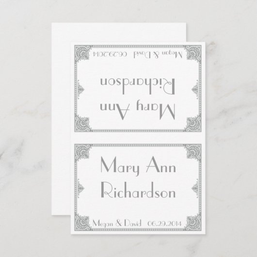 Zilveren Art Deco - Elegante trouwtafelkaartjes Kaart (Voorkant / Achterkant)