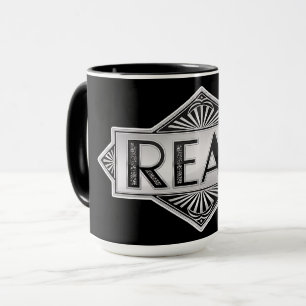 Zilveren Art Deco READ-typografie uit het verleden Mok