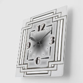 Zilveren Art Deco Vierkante Klok (Hoek)