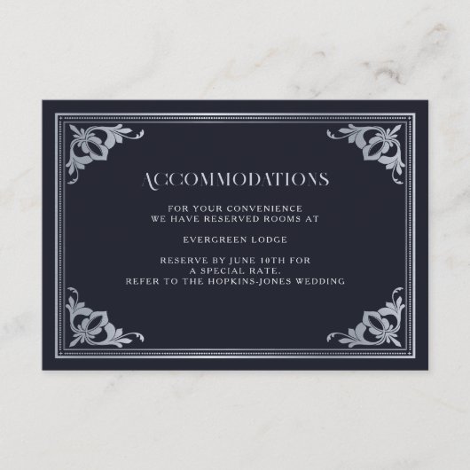 Zilveren Art Nouveau Gotische Huwelijksaccommodati Informatiekaartje (Voorkant)