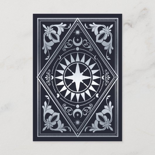 Zilveren Art Nouveau Tarot Gotische bruiloft Detai Informatiekaartje (Achterkant)