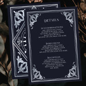 Zilveren Art Nouveau Tarot Gotische bruiloft Detai Informatiekaartje