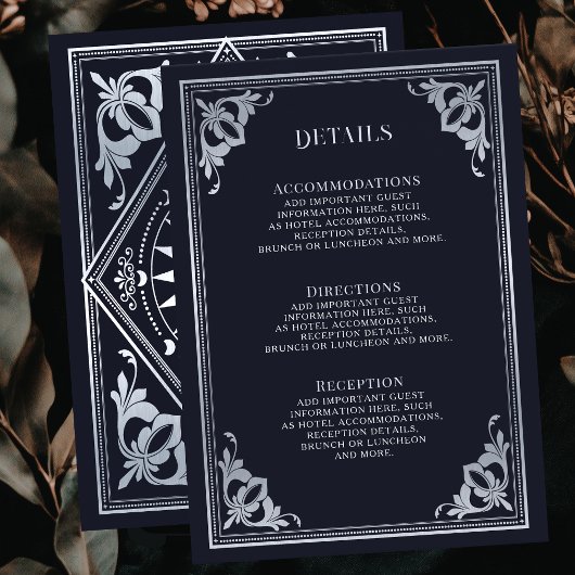 Zilveren Art Nouveau Tarot Gotische bruiloft Detai Informatiekaartje