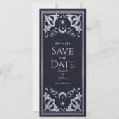 Zilveren Art Nouveau Tarotfoto Bewaar de datum Kaart (Voorkant)